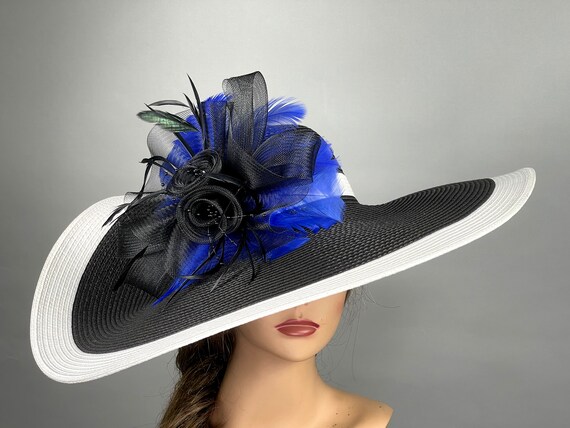 SALE Black & White Floppy Derby Hat: Kentucky Tea Party  display picture 1