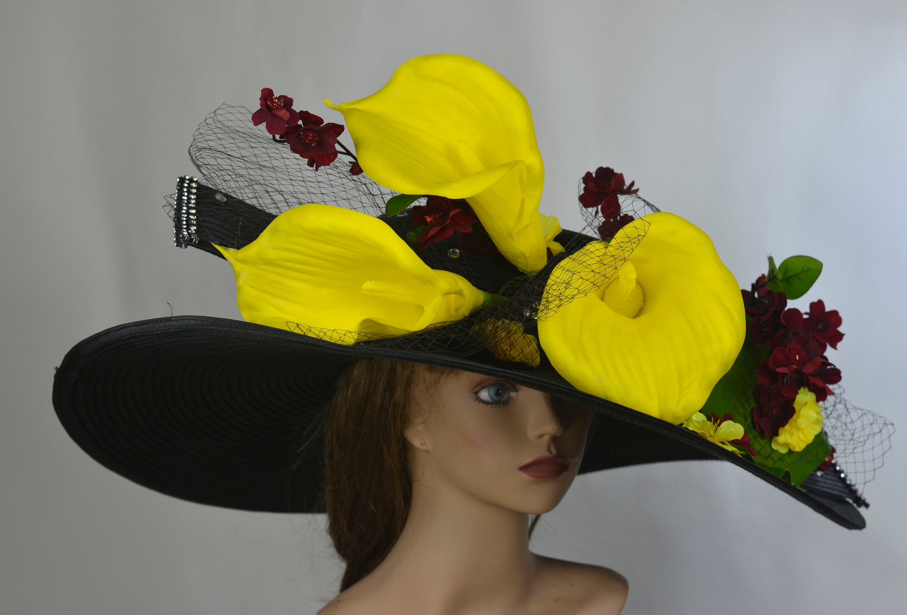 Huge Over Size Black Yellow Calla Lilies Hat Wedding Kentucky Etsy
