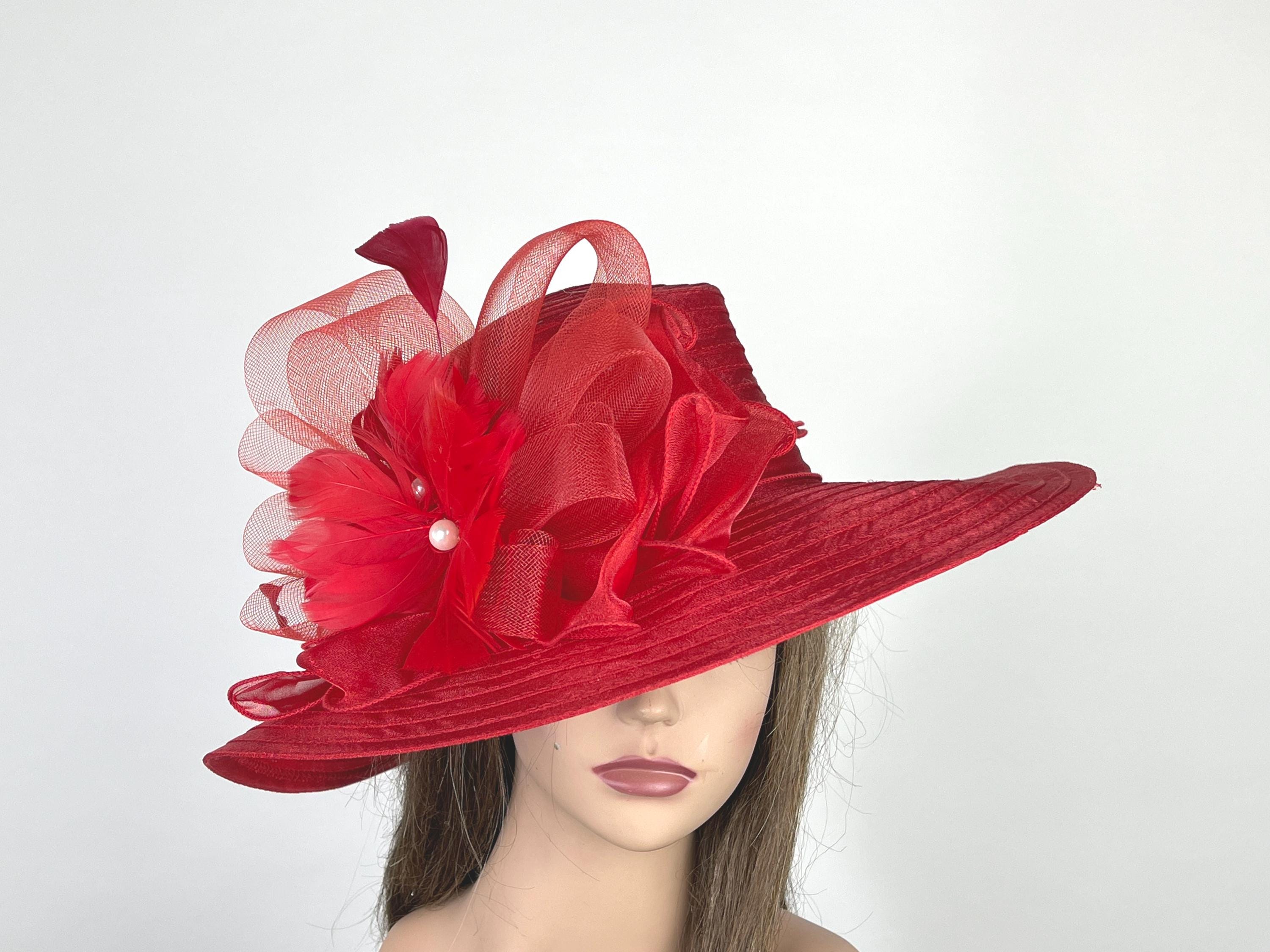 SALE Red Kentucky Derby Hat: Wedding, Tea Party, Church - Etsy