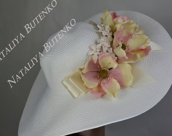 DERBY SALE Off White Ivory Derby Woman Hat Kentucky Derby Horse Racing Hat Party Event Hat Tea Party Hat