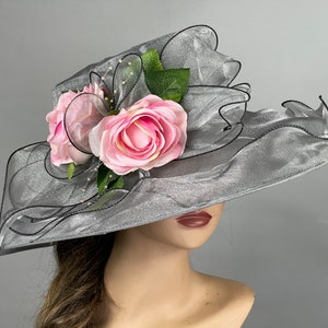 SALE Gray Organza Wedding  Kentucky Derby Hat Wedding Accessory Cocktail Hat Tea Party Church Hat