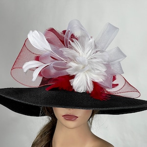 Black Kentucky Derby Hat: Wide Brim Wedding Ascot Hat