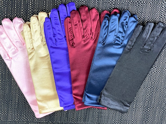 SALE Stretch Satin Wrist Gloves: Formal Evening Wear