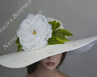SALE Off White Derby Woman  Kentucky Derby Horse Racing  Party Event Hat Tea Party Hat Wide Brim