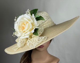 Breite Krempe Hochzeitshut: Kentucky Derby Cocktail Kirche Frauenhut