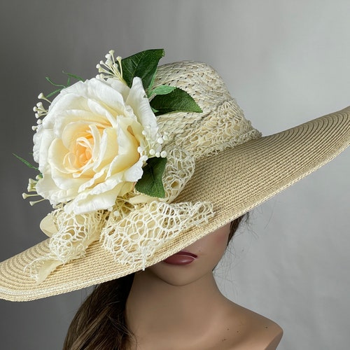 SALE Wedding Head shops Piece Kentucky Derby Wedding Cocktail Hat Summer Hat Wide Brim