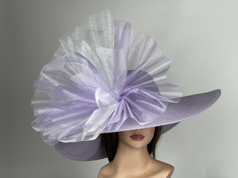 VENTE violet clair lavande fête thé Kentucky Derby chapeau mariage cocktail chapeau large bord de disquette image 4