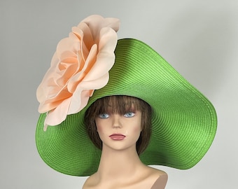 Sale Woman Green Kentucky Derby Wedding Cocktail Woman Bride Hat Barmitsva Party Church Hat