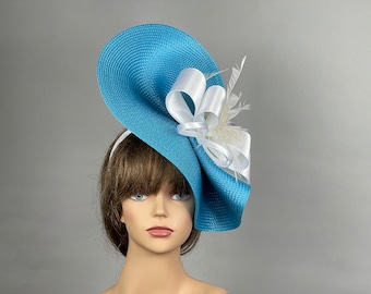 VENTE bleu blanc bandeau femmes Kentucky Derby chapeau fête Fascinator soirée femmes chapeau