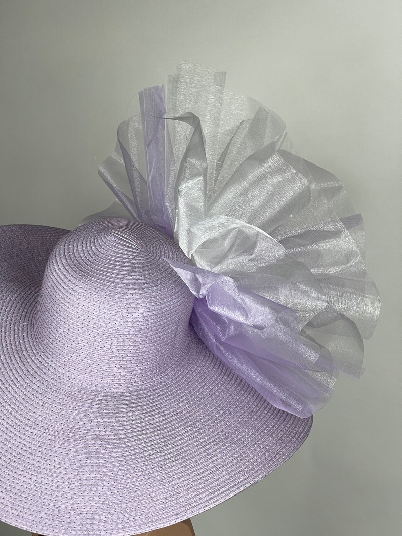 VENTE violet clair lavande fête thé Kentucky Derby chapeau mariage cocktail chapeau large bord de disquette image 8