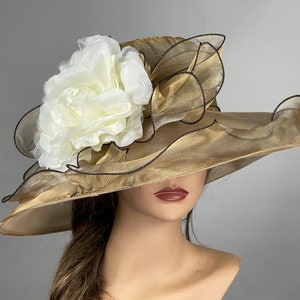 SALE Organza Wedding Kentucky Derby Hat Wedding Accessory Cocktail Hat Tea Party Church Beige Hat