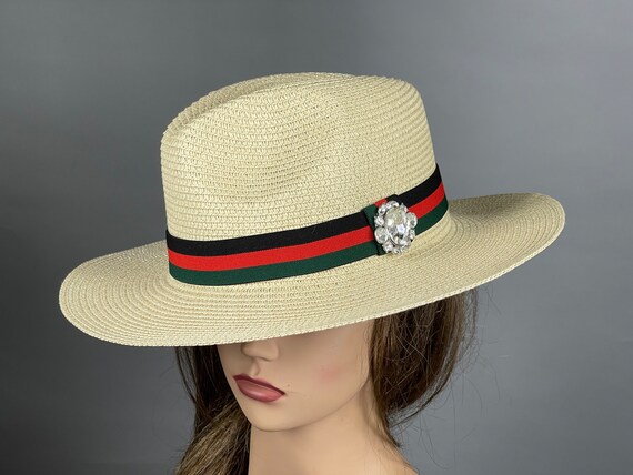 Adjustable Straw Fedora Wide Brim Hat for Women Church Events Church Hats for Women – Ladies Church Hats & Dress Hats  main image 4