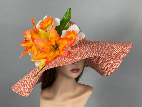 Flower Kentucky Derby Oversized Hat Oversized Yellow Flower Kentucky Derby Hat, Black Wide Brim  main image 2