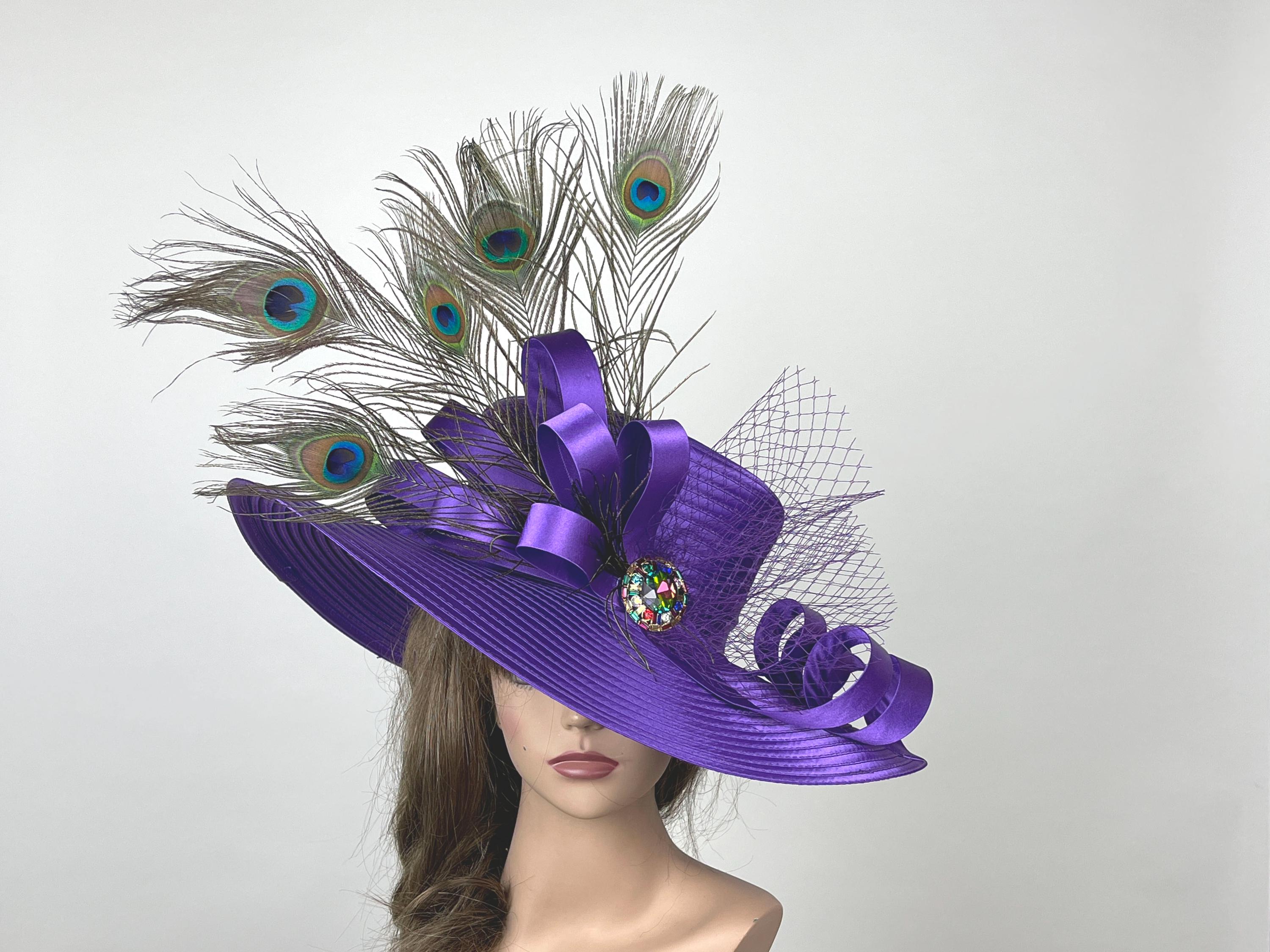 SALE Purple Kentucky Derby Hat: Satin Wedding Fascinator 