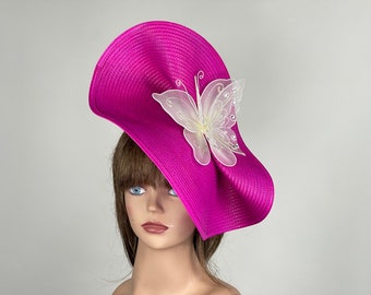 SALE Hot Pink Fuchsia Headband Butterfly Women Kentucky Derby Hat Party Fascinator Party Evening Women Hat