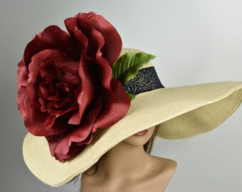 ハット ETRO Woman Hat Burgundy WAQA0016AV393 M0174 SALE Oversize Hat Burgundy Rose Kentucky Derby Hat Woman Hat