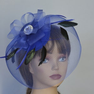 SALE Blue Wedding Head Piece Kentucky Derby  Fascinator Wedding  Feathers Horse Racing