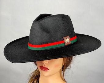 SALE Black Felt Derby Hat: Wide Brim Party Hat
