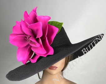 DERBY SALE Black Wedding Hat Kentucky Derby Hat Bridal Hat Tea Party Hat Royal Hat Wedding Accessory Summer Hat Cocktail Hat