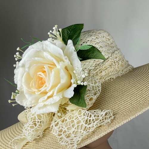 SALE Wedding Head shops Piece Kentucky Derby Wedding Cocktail Hat Summer Hat Wide Brim