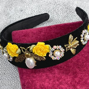 SALE Black Velvet Women Headband Rhinestone Headband for Women Embellished Headband  Luxury Headband