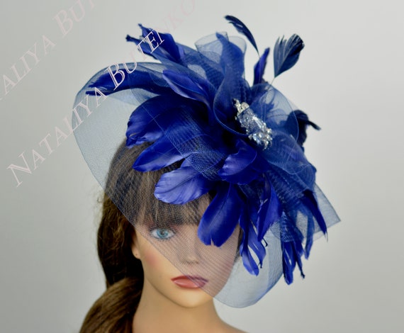 SALE Navy Blue Feather Headband: Kentucky Derby Party Hat  display picture 1