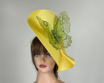 SALE Headband Yellow Butterfly Women Kentucky Derby Hat Party Fascinator Party Evening Women Hat