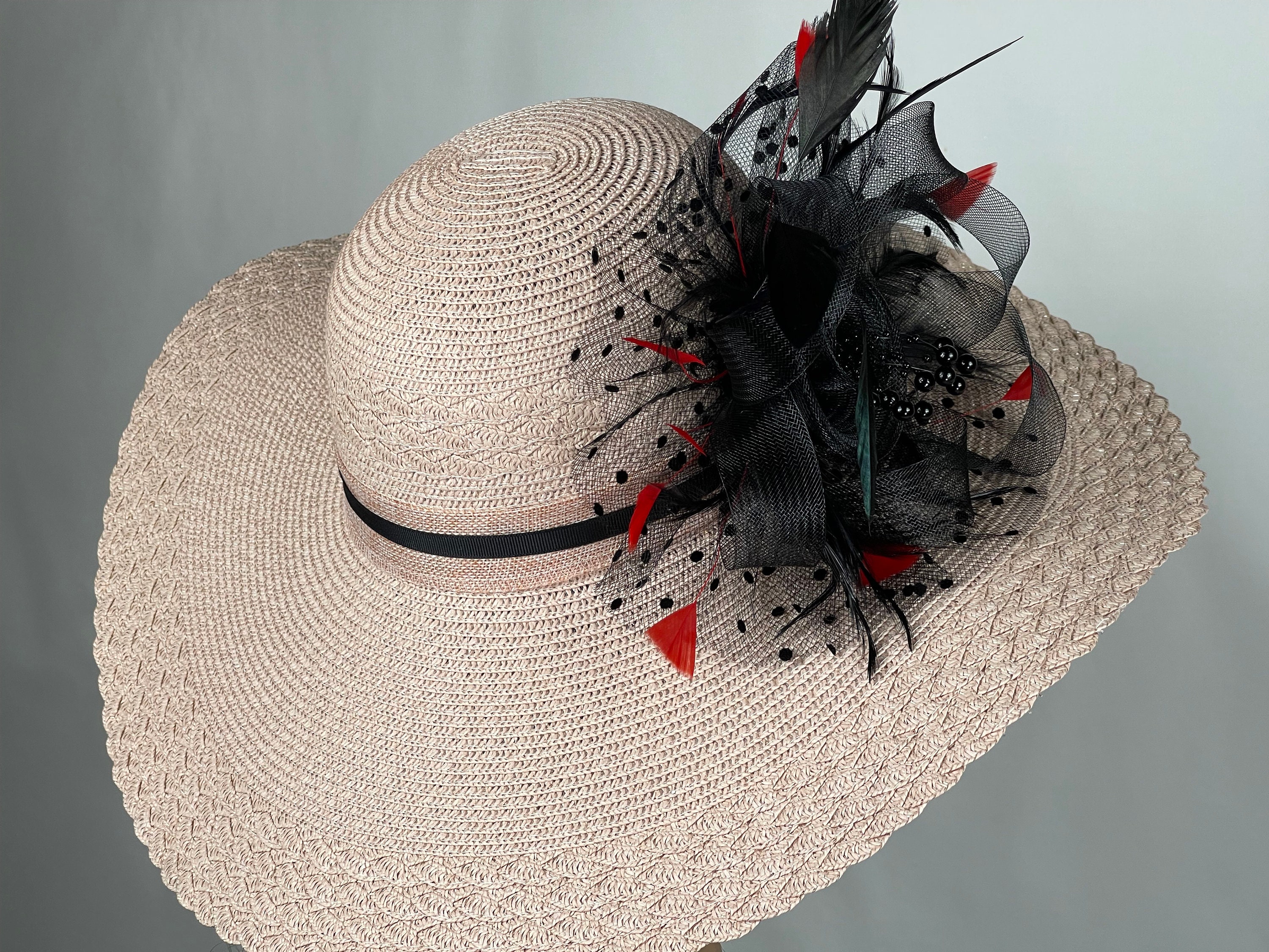 Misty rose women’s floppy party Kentucky Derby Tea Hat SALE Misty Rose Floppy Wide Brim Hat: Kentucky Derby Wedding  main image 3