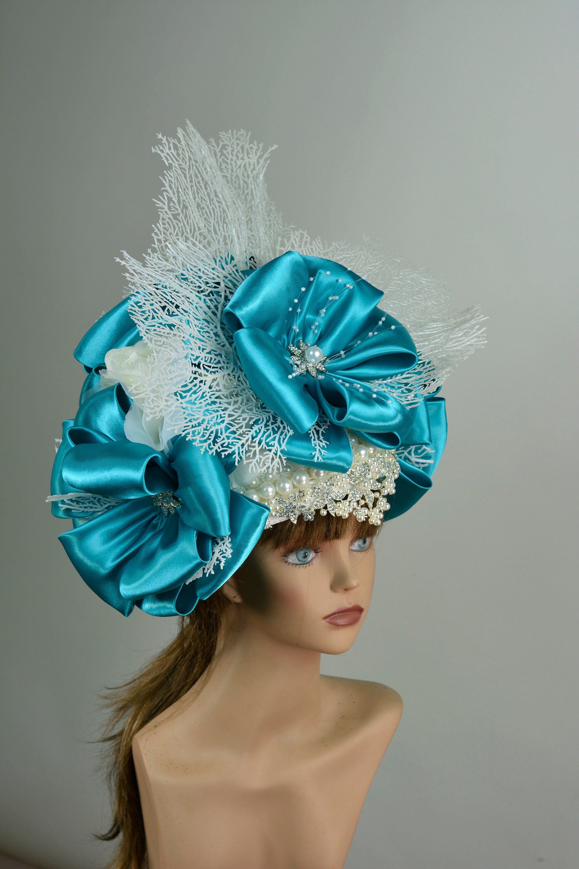 Turquoise Kentucky Derby Hat Wedding Hat Cocktail Hat Tea | Etsy