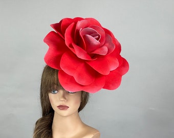 SALE Red Rose Headband Women Kentucky Derby Hat Party Fascinator Party Evening Women Hat