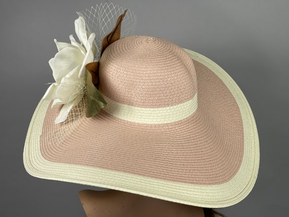 Misty rose women’s floppy party Kentucky Derby Tea Hat SALE Misty Rose Kentucky Derby Hat: Wide Brim Tea Party Hat  main image 2