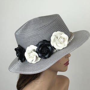 SALE Gray Silver Wedding  Kentucky Derby Bridal Hat Tea Party Hat Royal Hat Wedding Summer Hat Cocktail Hat