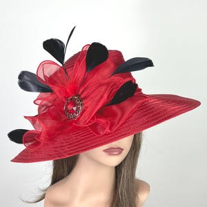 SALE Red Hat Wedding  Kentucky Derby Hat Wedding Accessory Cocktail Hat Tea Party Church Hat