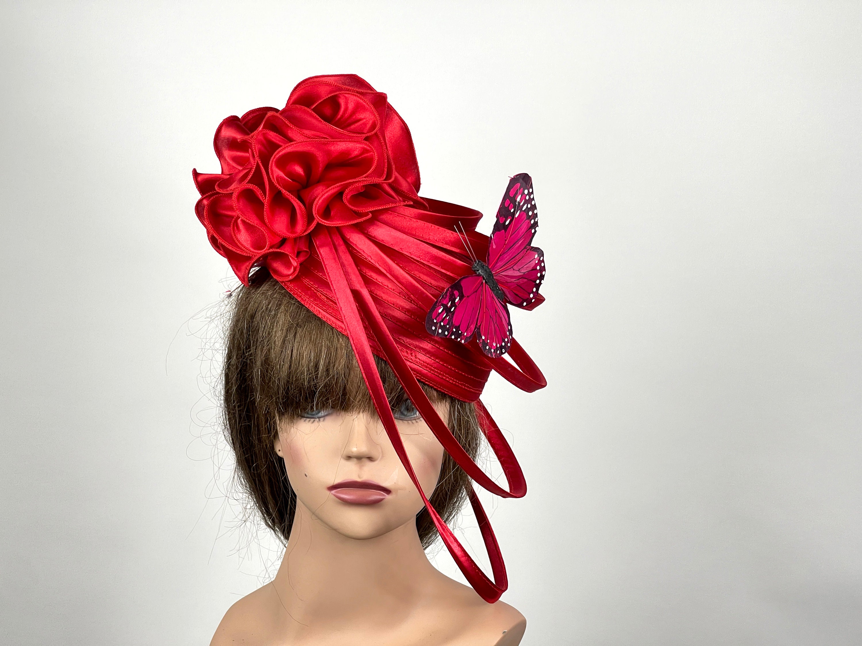 Red Butterfly Derby Hat - Etsy display picture 1
