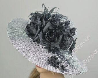 SALE Wedding  Kentucky Derby  Bridal  Tea Party Hat Royal Hat Wedding Summer Hat Cocktail Hat Wide Brim