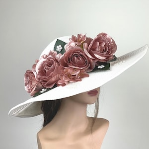 SALE Off White Derby Woman  Kentucky Derby Horse Racing  Party Event Hat Tea Party Hat Wide Brim