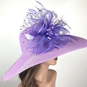 SALE Lavender Derby Hat Woman Party Kentucky Derby Tea Hat Wedding Cocktail Party Hat Church Hat Floppy Brim