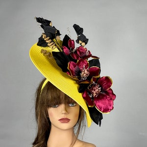 SALE Headband Yellow Women Kentucky Derby Hat Party Fascinator Party Evening Women Hat image 2