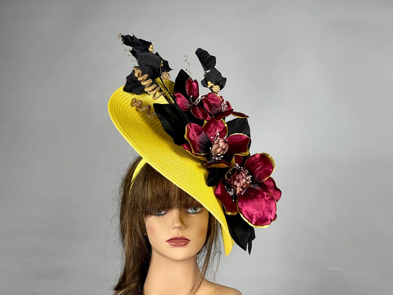 SALE Headband Yellow Women Kentucky Derby Hat Party Fascinator Party Evening Women Hat image 2