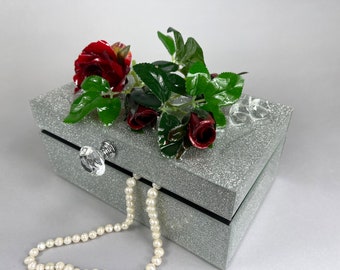 Jewelry Resin Flowers Organizer Box Decorative Luxury Box Wedding Gift Girls Woman Gift