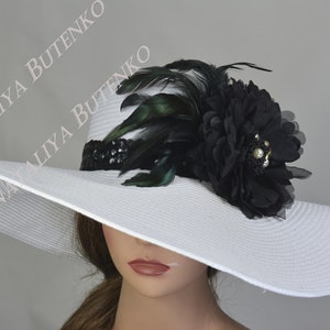 SALE Off White Derby Woman  Kentucky Derby Horse Racing  Party Event Hat Tea Party Hat Wide Brim