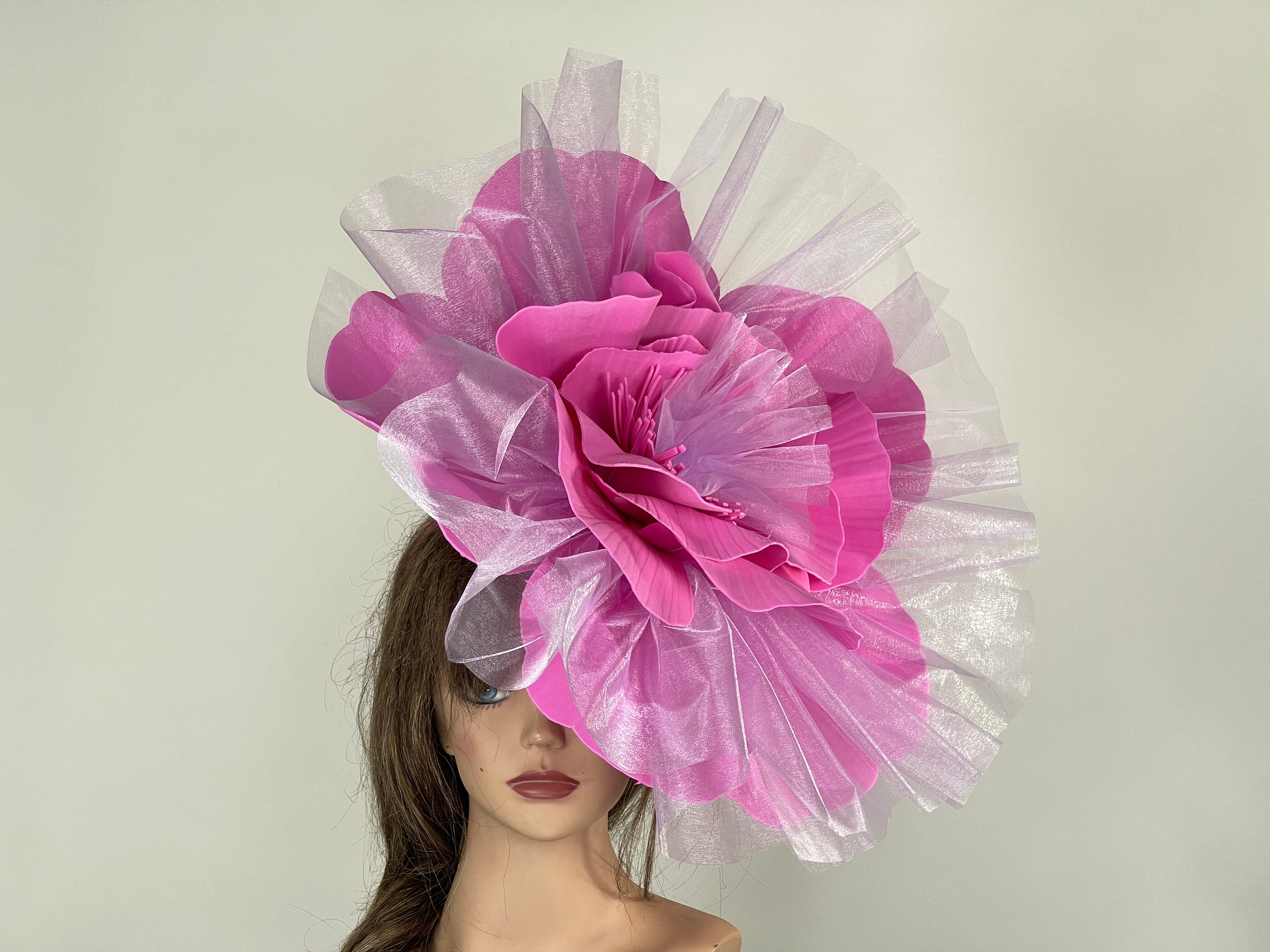 Oversized Hot Pink Flower Headband: Kentucky Derby 