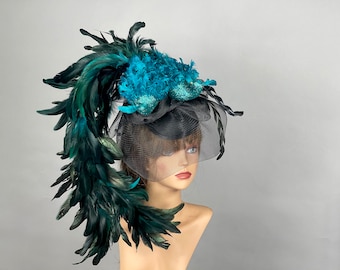 SALE Wedding Black  Birds Kentucky Derby Bride Hat Tea Party Hat Fascinator Wedding  Cocktail Hat