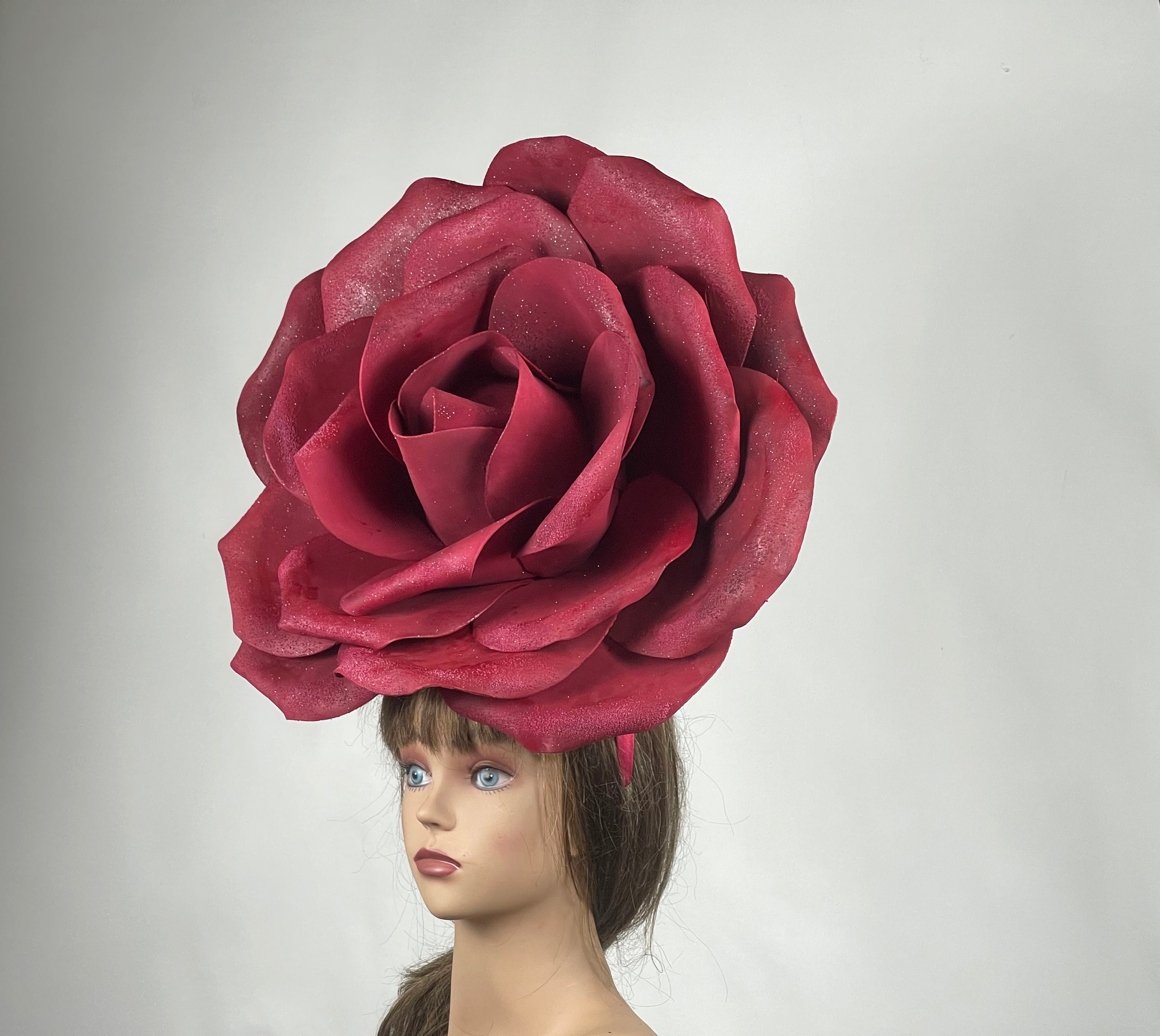 Oversized Burgundy Rose Headband: Kentucky Derby Fascinator  display picture 1