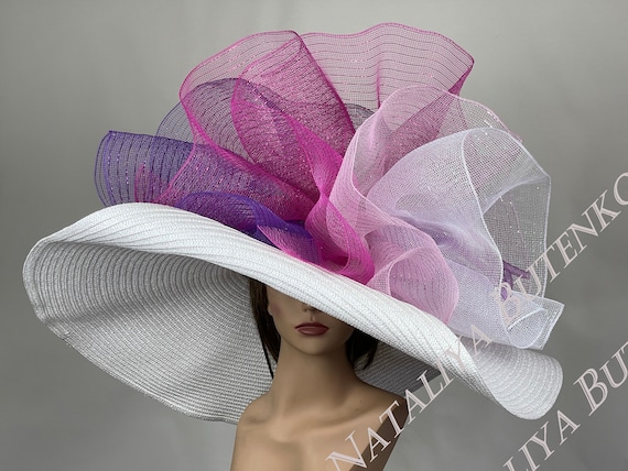 Oversized Derby Ruffle Hat Elegant LARGE BRIM ORGANZA POLKA DOT Derby HAT > Dressy  main image 3