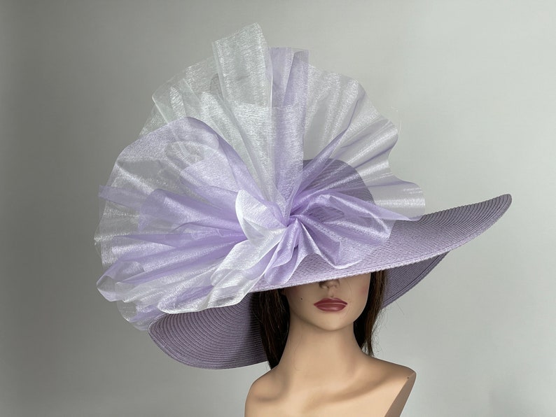 VENTE violet clair lavande fête thé Kentucky Derby chapeau mariage cocktail chapeau large bord de disquette image 1