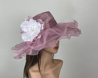 Kentucky Derby White Oversized Organza Rosette Hat - Etsy display picture 1