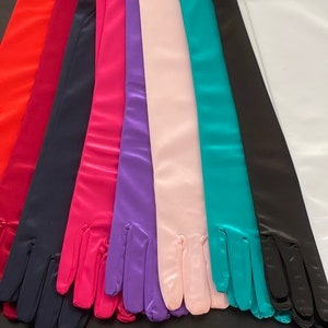 Stretch Satin Gloves: 15&quot; Formal Evening Gloves