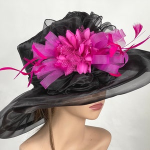 Vintage Feather Fascinator Headpiece Wedding Derby Hat Handmade Organza Mesh Derbywedding Feather Floral Organza Headband Fascinator Hat  main image 4