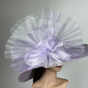 VENTE violet clair lavande fête thé Kentucky Derby chapeau mariage cocktail chapeau large bord de disquette image 7